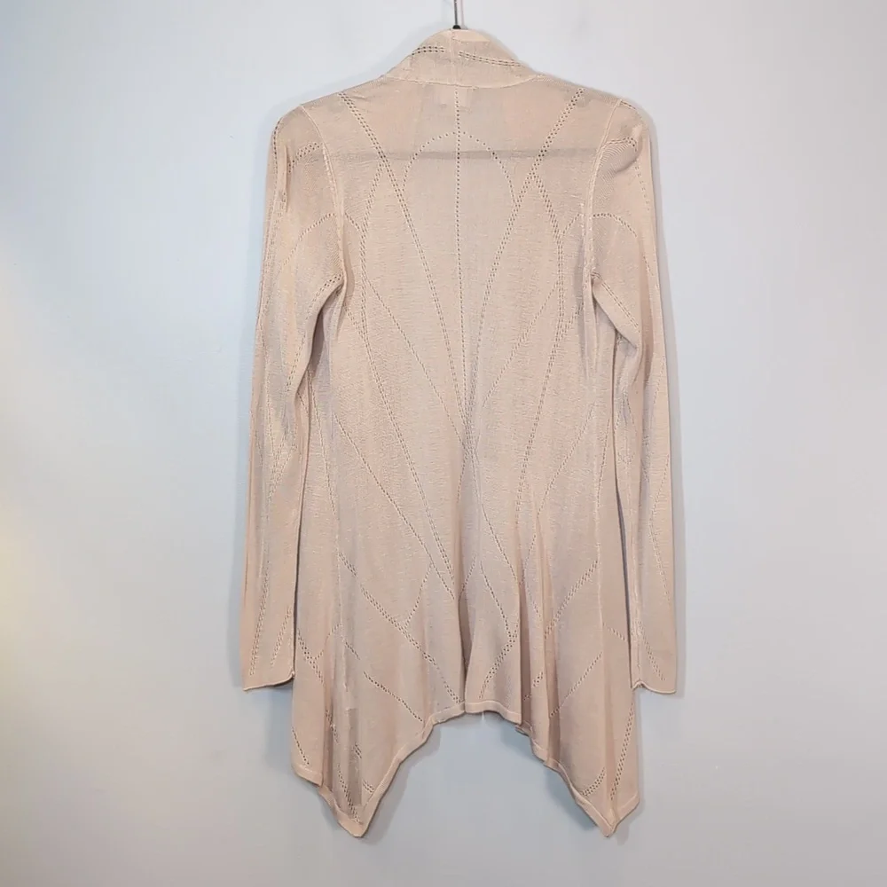 Cyrus Pointelle Knit Cardigan Sweater Small Cream Open Long Sleeve Lightweight - Picture 7 of 11